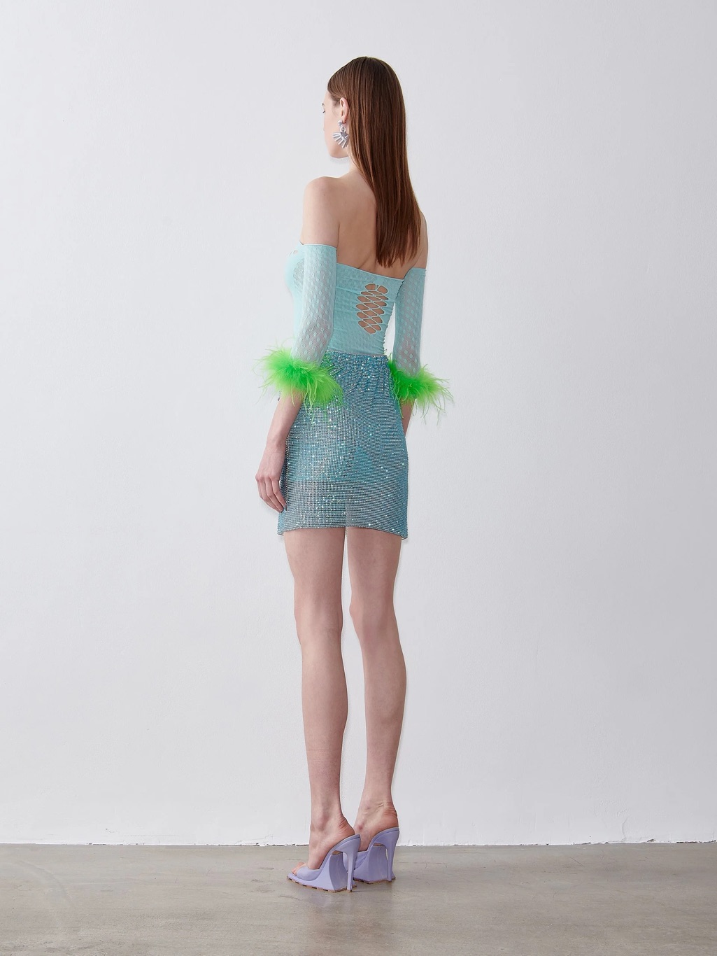 Nwt Poster Girl Rhinestoned Winona Skirt In Crystallized Cerulean Turquoise — image 4 of 8